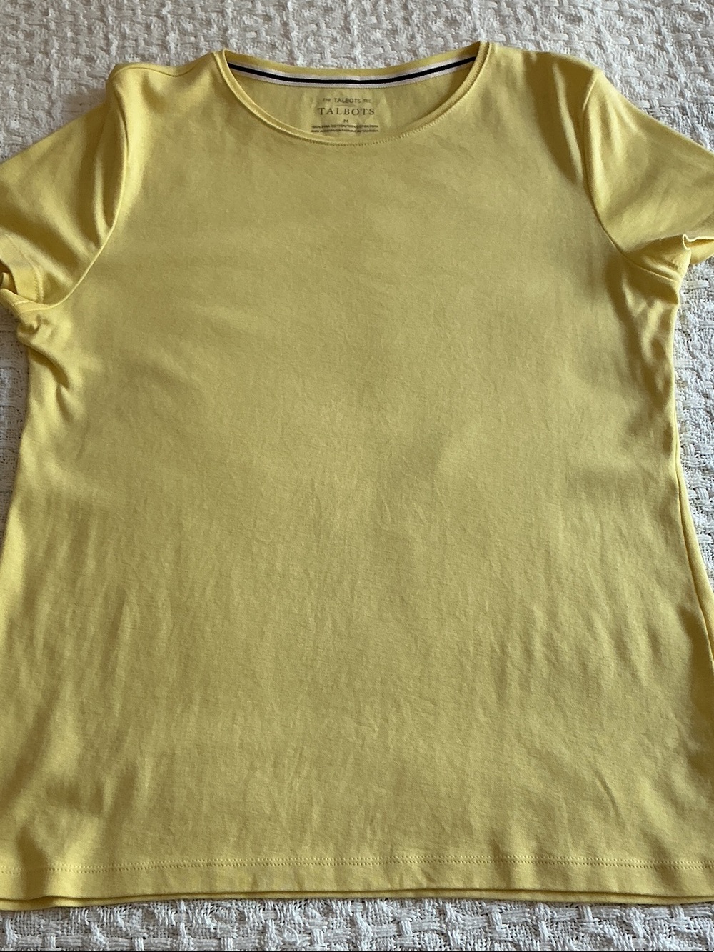 Talbots Sunny Yellow 100% Short Sleeve Medium Crewneck Tee